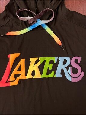 Kids Black Hoodie with Rainbow Lakers Logo